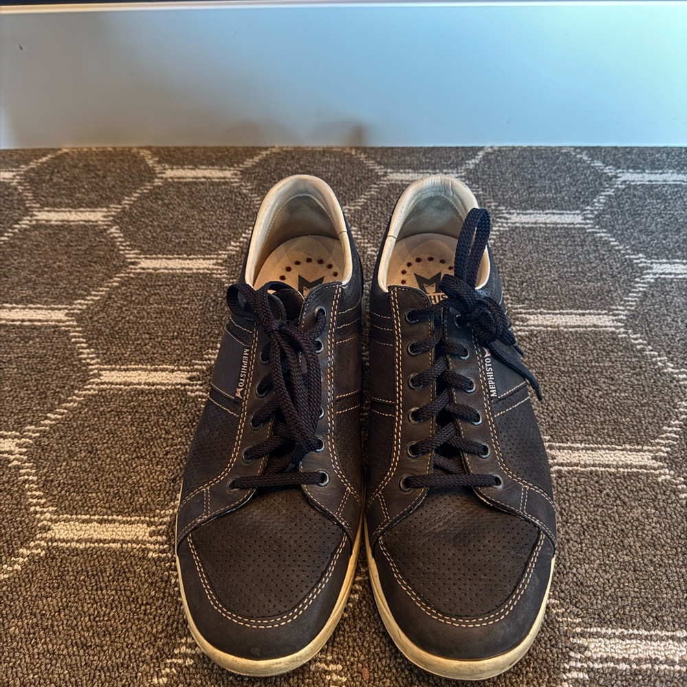 Men's MEPHISTO Black Genuine Leather Sneakers